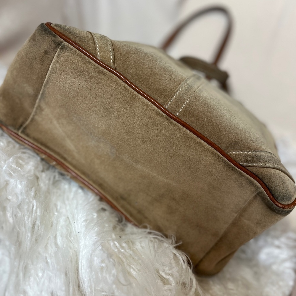 Vintage COACH Hamptons Suede Gallery Tote Bag — Tan & Brown - Picture 6 of 16